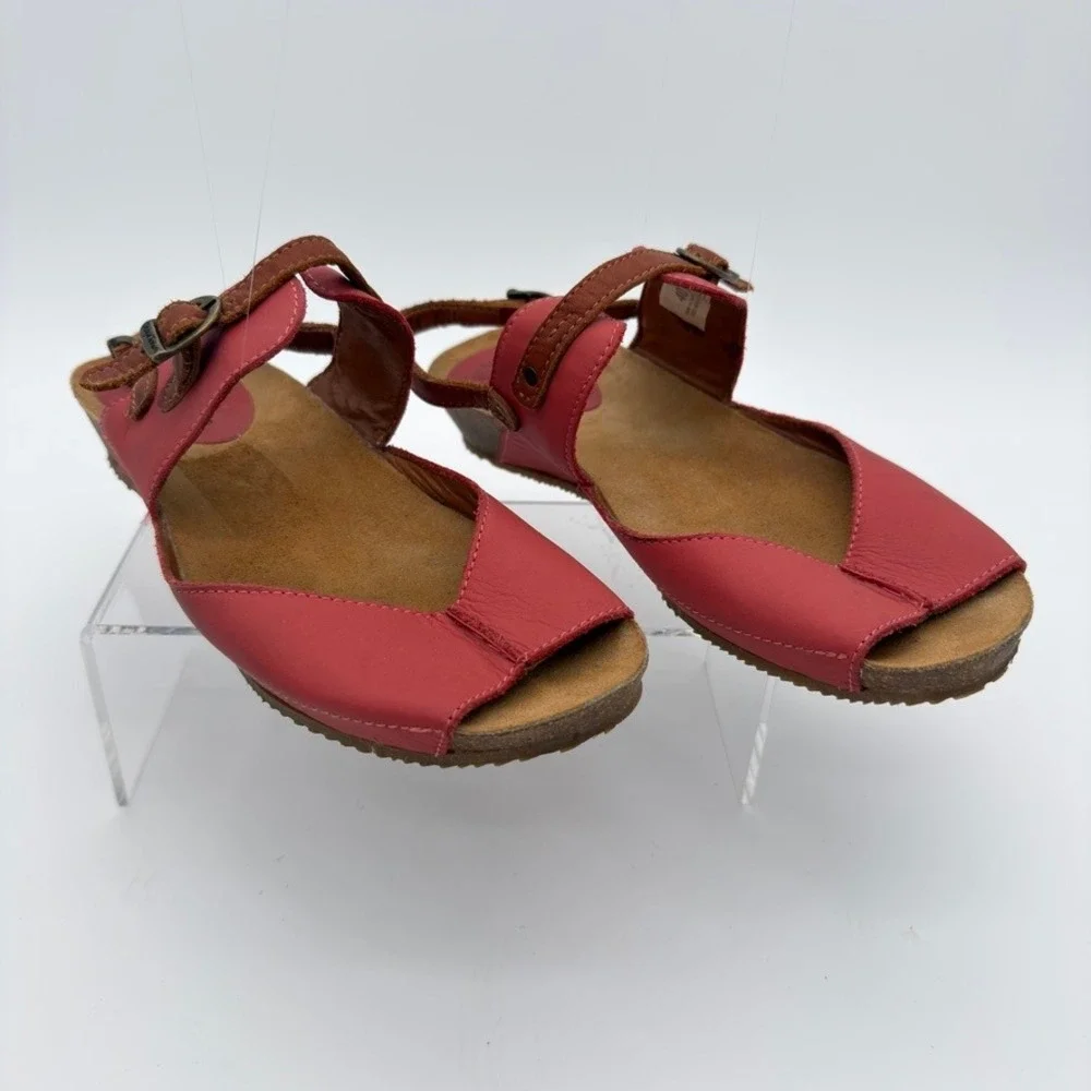 Sergio Tomani Leather Slingback Comfort Sandals Coral Pink EU 40 Womens